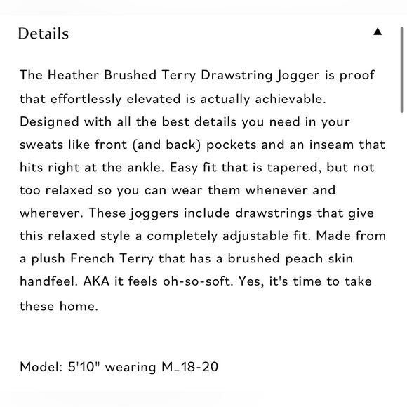 Universal Standard Black Heather Brushed Terry Drawstring Jogger - 2XS (6-8) - Picture 6 of 7